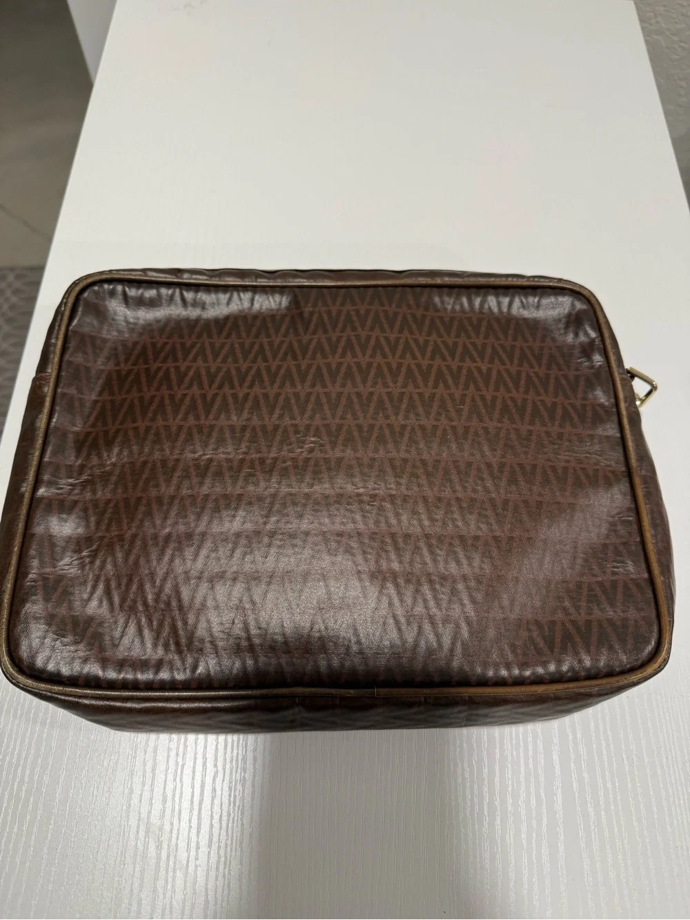 Mario Valentino Brown Leather Wristlet Travel Pouch